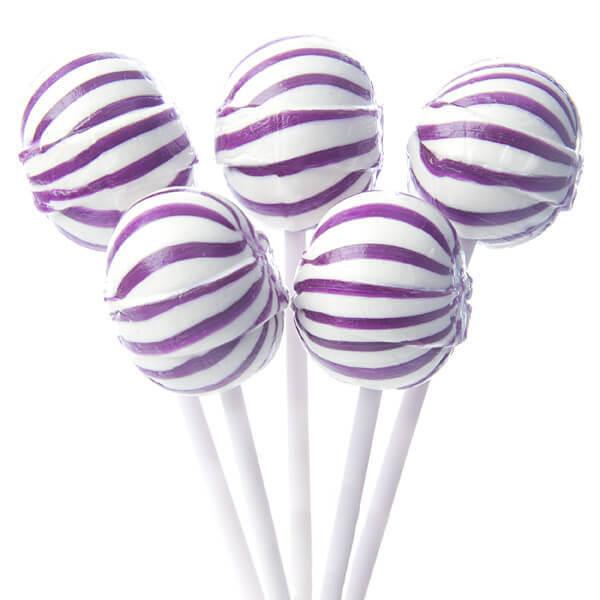 YumJunkie Sassy Spheres Grape Purple Striped Ball Lollipops: 100-Piece Bag - Candy Warehouse