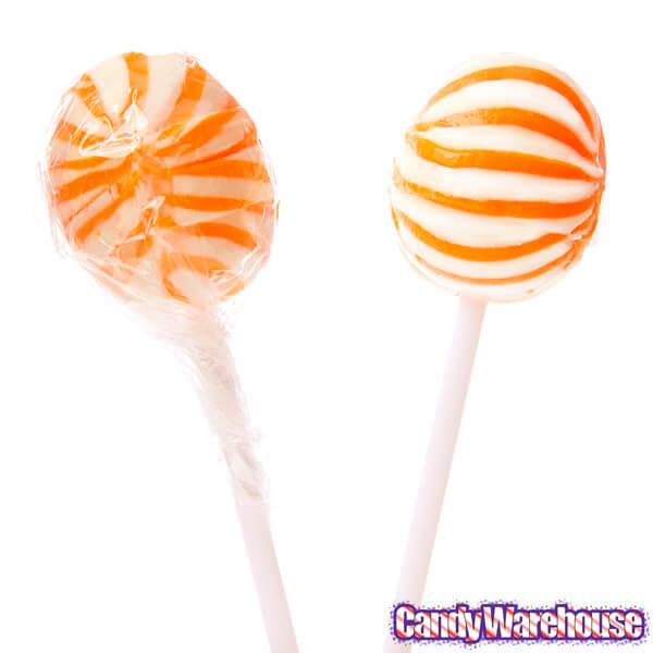 YumJunkie Sassy Spheres Orange Striped Ball Lollipops: 100-Piece Bag - Candy Warehouse