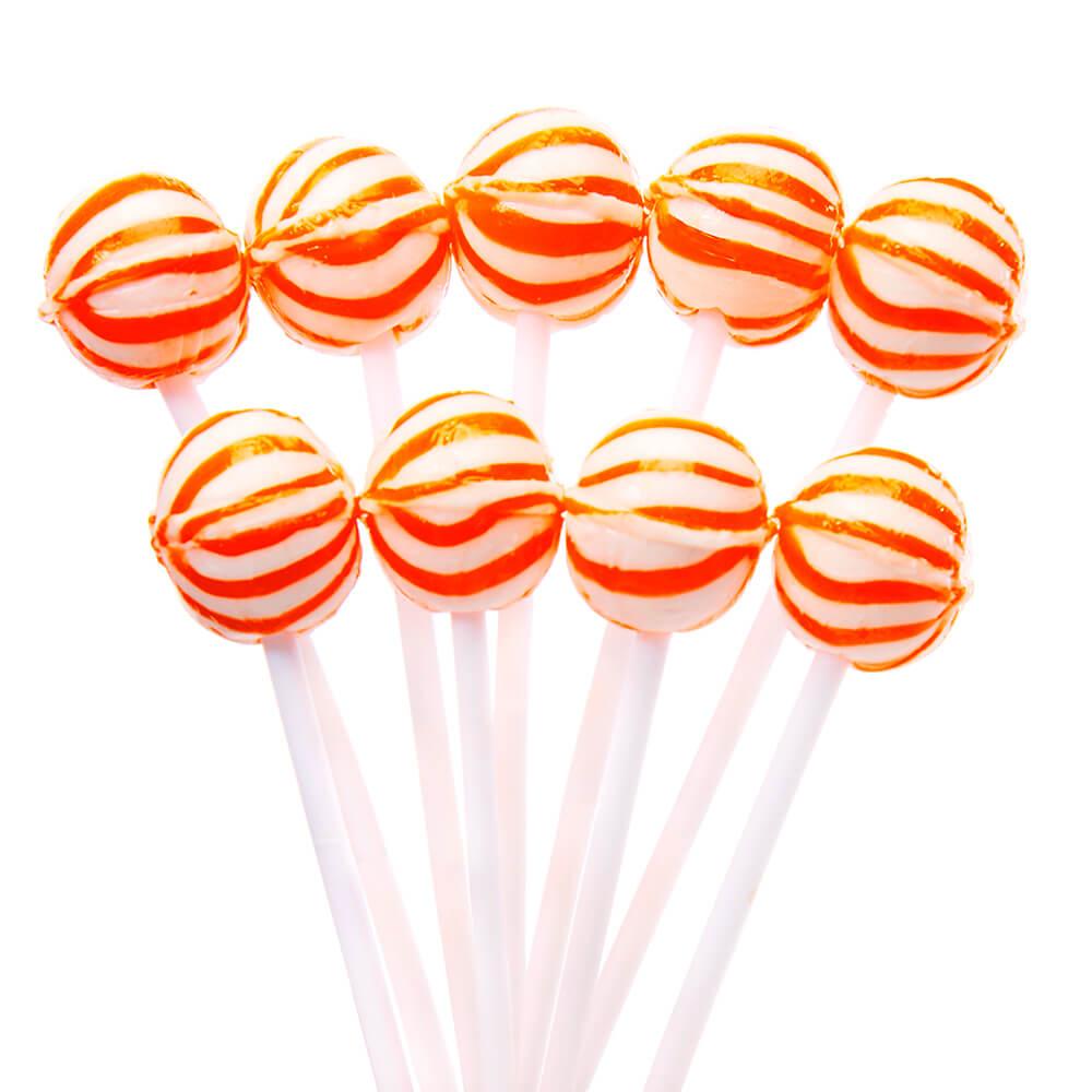 YumJunkie Sassy Spheres Orange Striped Ball Lollipops - Petite: 400-Piece Bag - Candy Warehouse