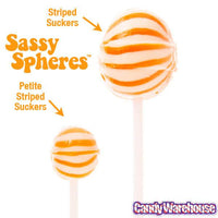 YumJunkie Sassy Spheres Orange Striped Ball Lollipops - Petite: 400-Piece Bag - Candy Warehouse