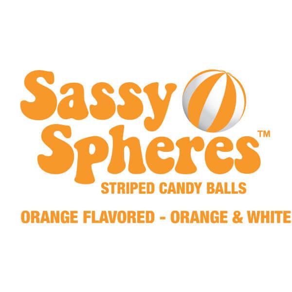 YumJunkie Sassy Spheres Orange Striped Candy Balls: 5LB Bag - Candy Warehouse