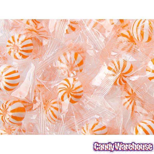 YumJunkie Sassy Spheres Orange Striped Candy Balls - Petite: 5LB Bag - Candy Warehouse