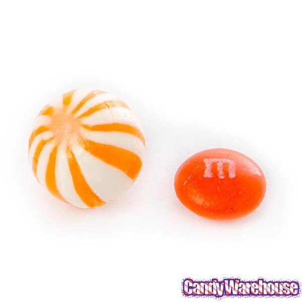 YumJunkie Sassy Spheres Orange Striped Candy Balls - Petite: 5LB Bag - Candy Warehouse