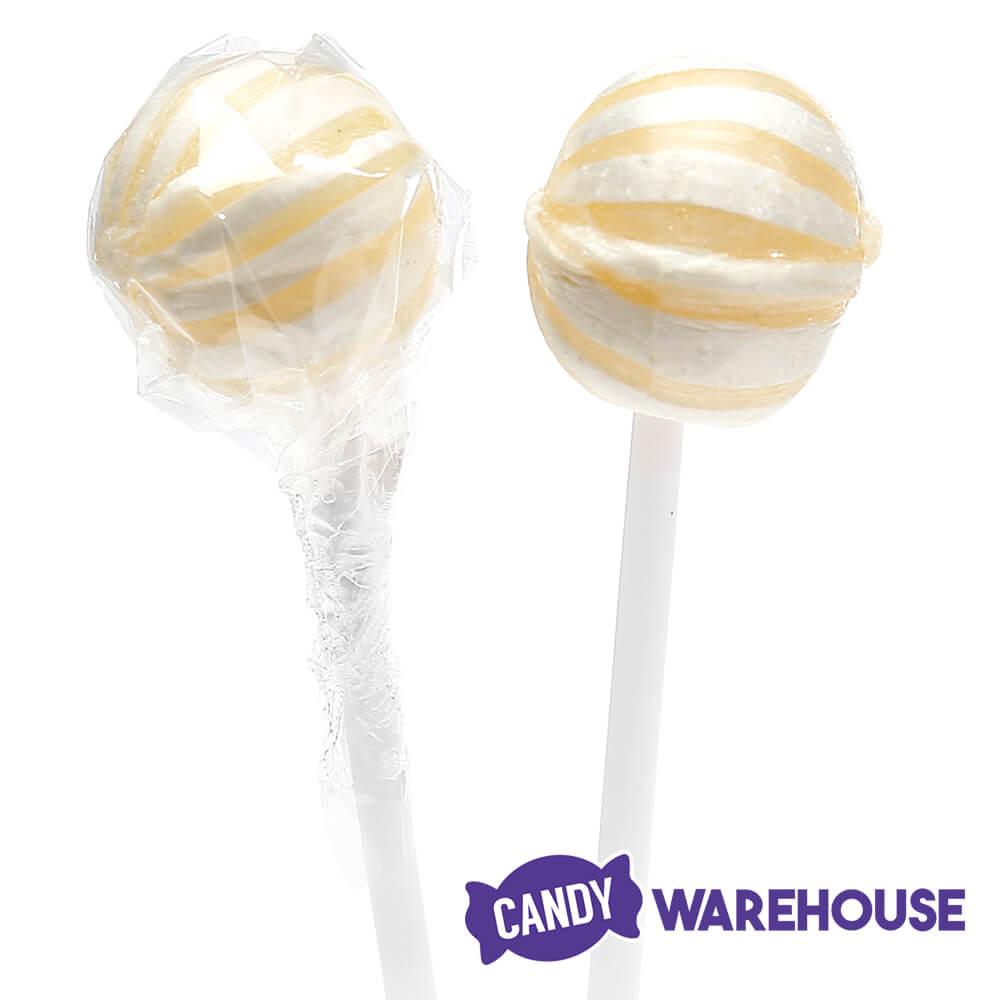 YumJunkie Sassy Spheres Pineapple White Striped Ball Lollipops - Petite: 400-Piece Bag - Candy Warehouse