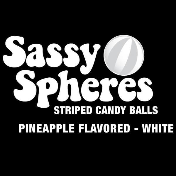 YumJunkie Sassy Spheres Pineapple White Striped Candy Balls: 5LB Bag - Candy Warehouse
