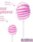 YumJunkie Sassy Spheres Strawberry Pink Striped Ball Lollipops - Petite: 400-Piece Bag