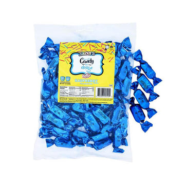 Zazers Blue Foiled Red Raspberry Chewy Candy: 1LB Bag - Candy Warehouse