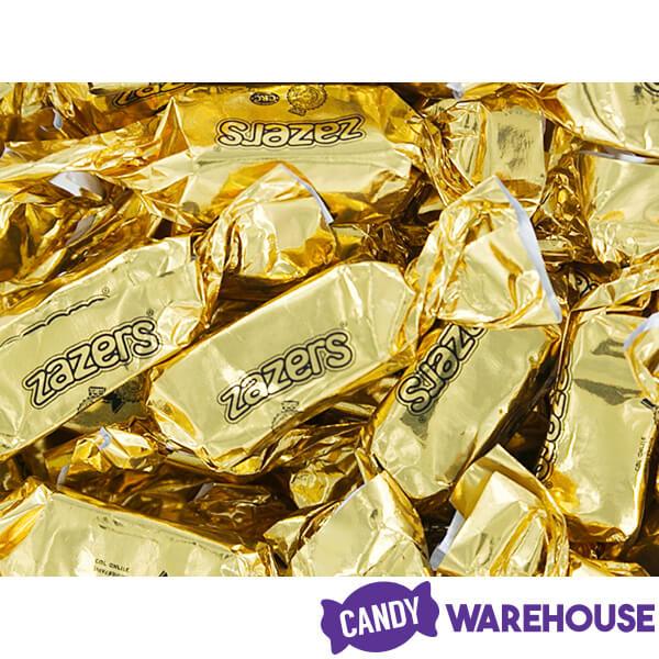 Zazers Gold Foiled Peach Chewy Candy: 1LB Bag - Candy Warehouse
