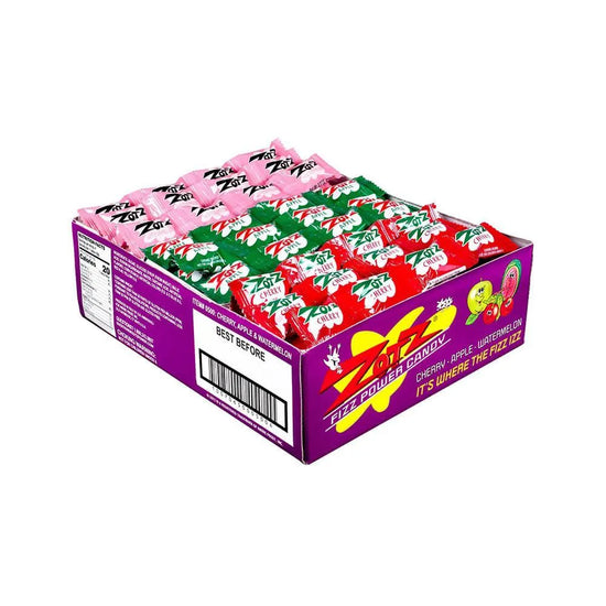 Zotz Sour Candy Fizz Strings Cherry, Apple, Watermelon 48Piece